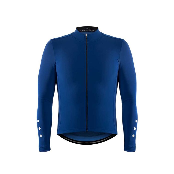 Ocieplana bluza kolarska gładka, kobaltowa, szosowka.com.pl