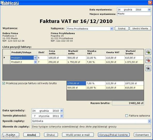 Program do obsługi magazynu i wystawiania faktur VAT - Ando Magazyn