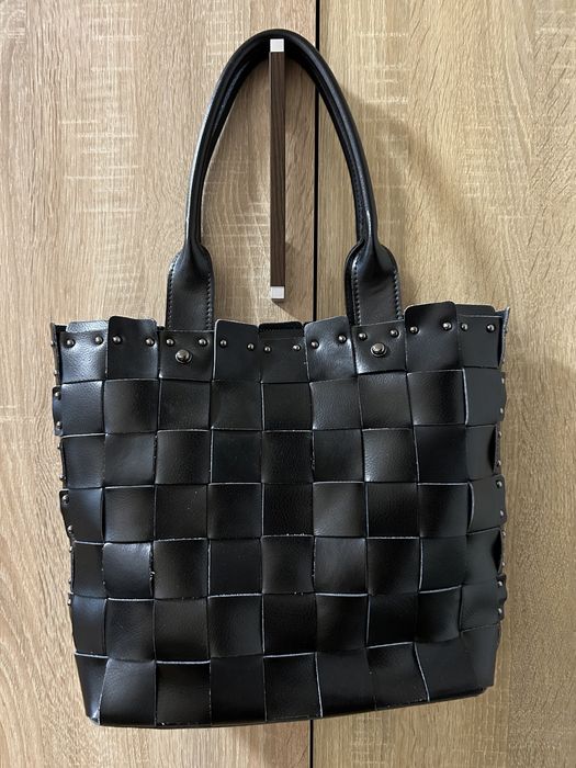 Сумка шопер шкіряна чорна