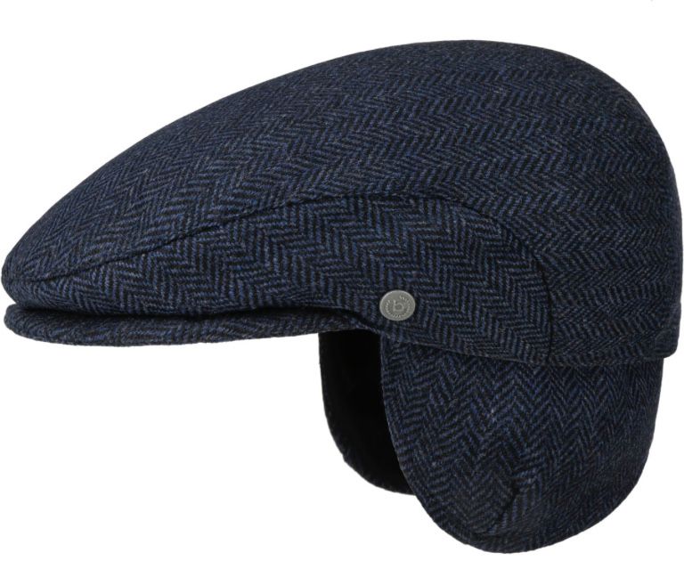 Kaszkiet z Nausznikami Herringbone by bugatti niebieski