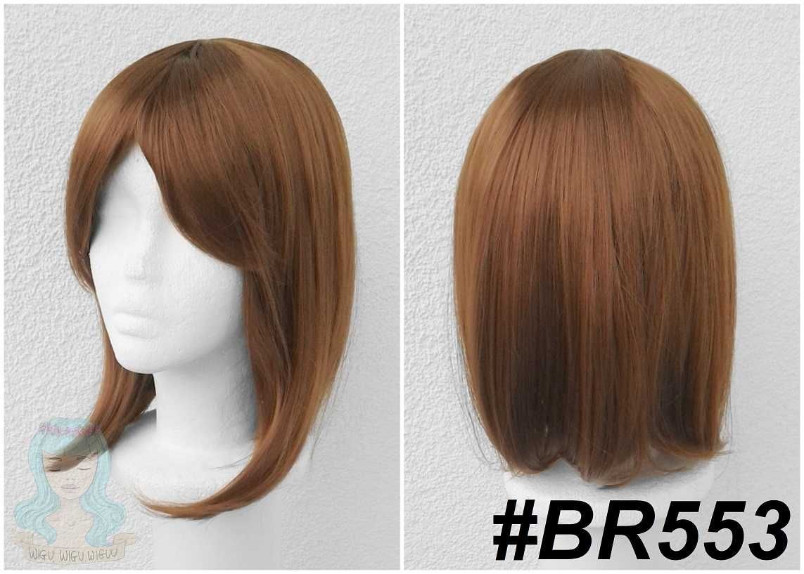 Brązowa peruka z grzywką krótka krótki wig cosplay