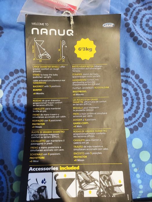 Jane Nanuq коляска трость, фиолетовая, компактная ,прогулочная, NANUQ