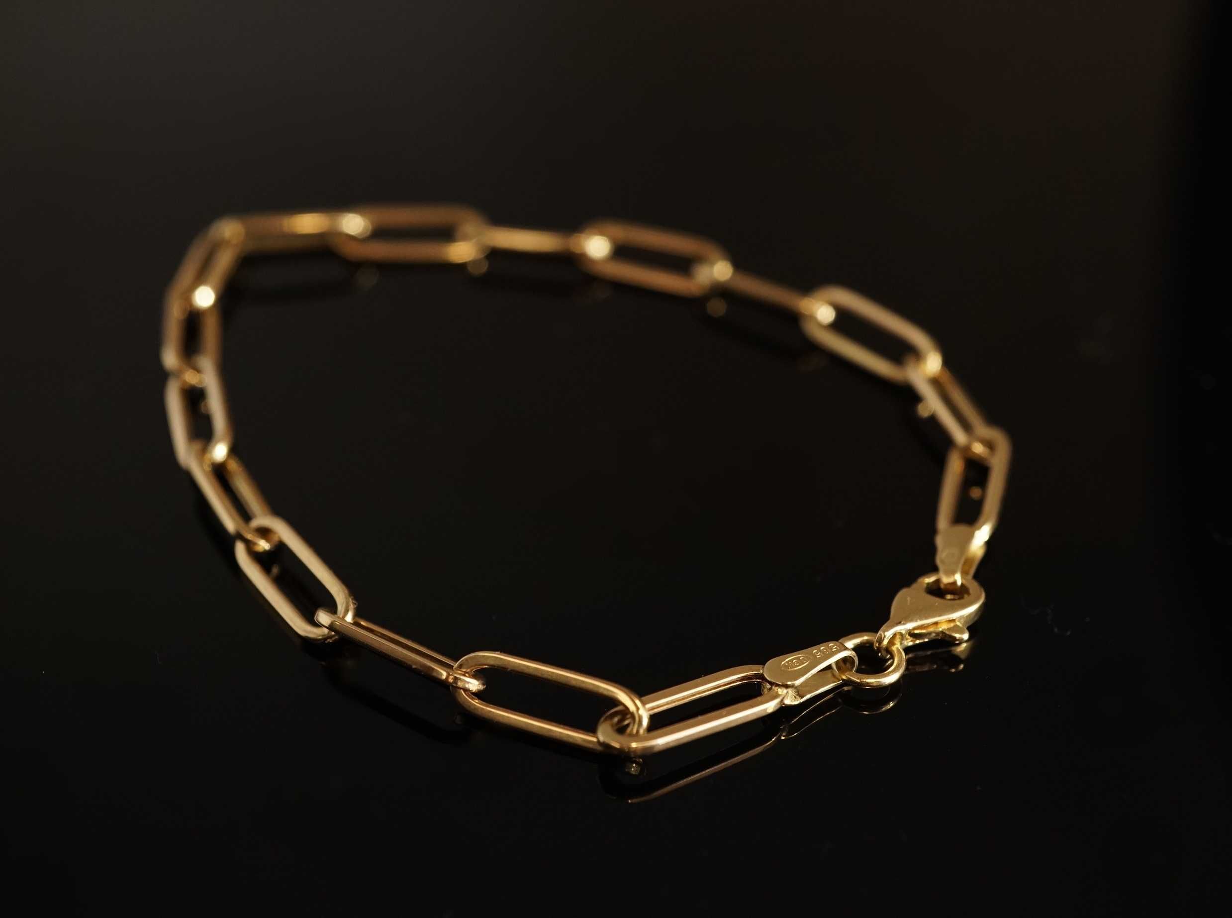 Złoto- 585 złota damska bransoletka splot ankier
