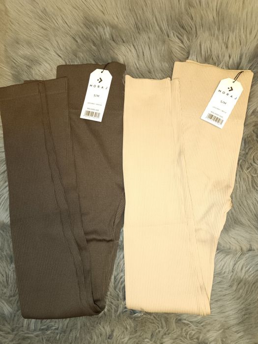 Legginsy Moraj prążek brązowe i beżowe L/XL 2 sztuki