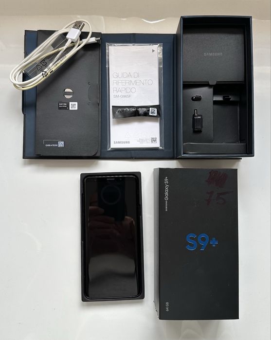 SAMSUNG GALAXY S9 Plus stan bardzo dobry zestaw pudełko przejściówki