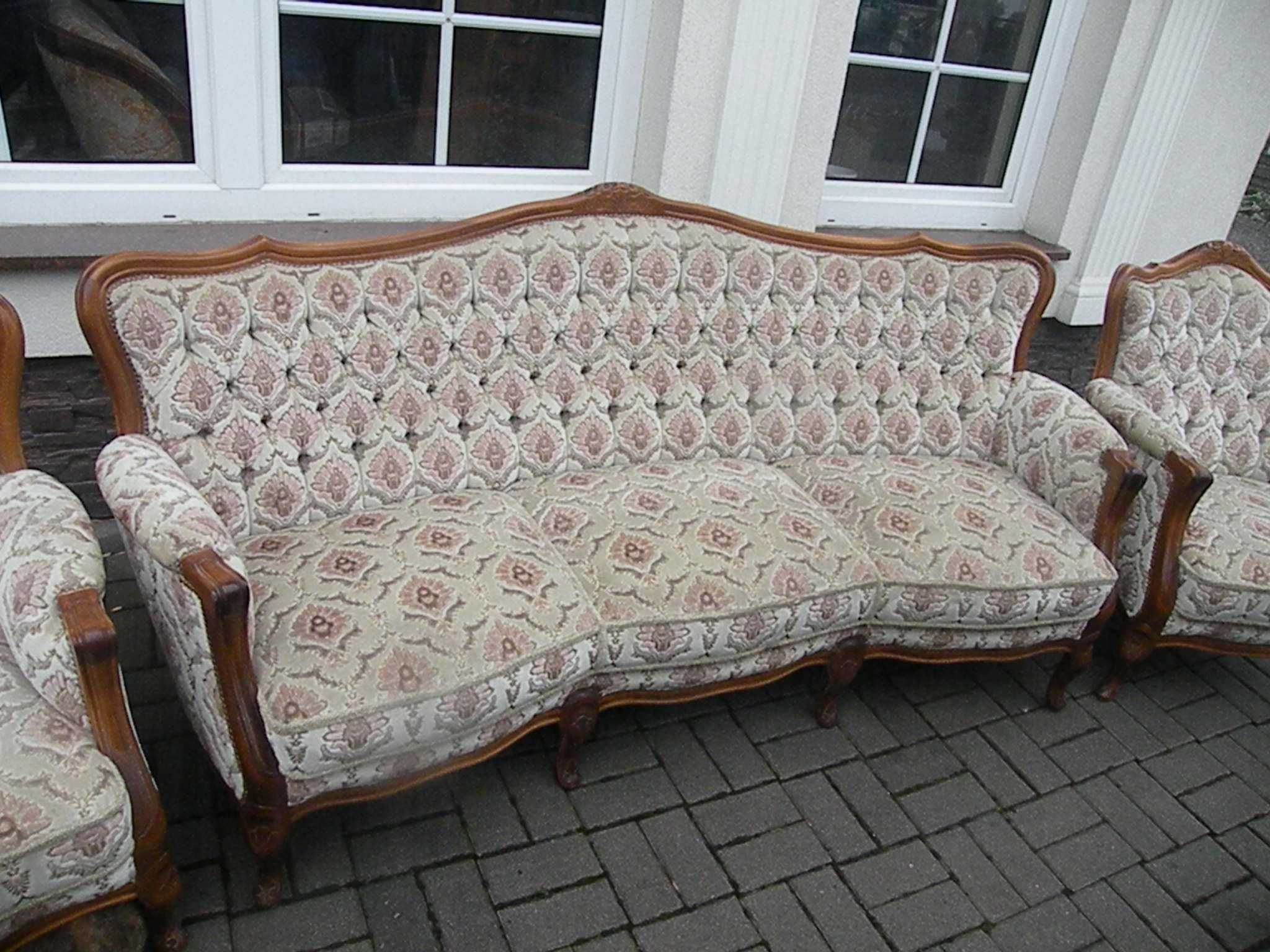 Sofa i 2 Fotele w Stylu Ludwika