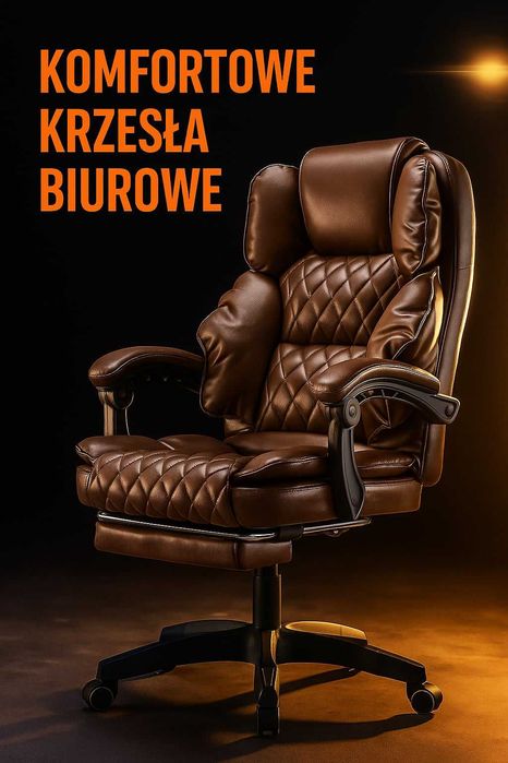 Fotel Biurowy Stylowy Elegancki Obrotowy Klasyczny z Podnóżkiem