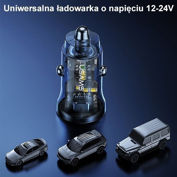 Usams Ładowarka Samochodowa C32 30W Fast Charge