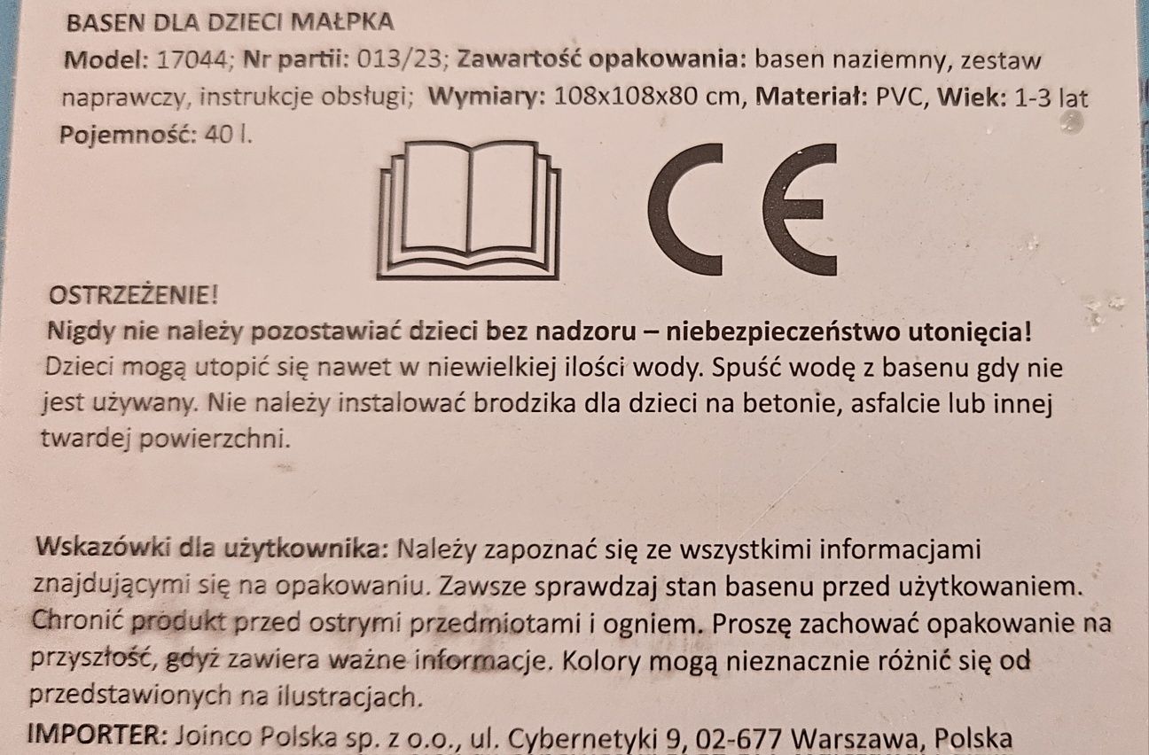 Basenik  dla dzieci "MAŁPKA"