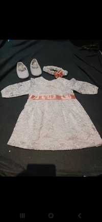 Sukienka chrzciny biała koronka 68 - 74