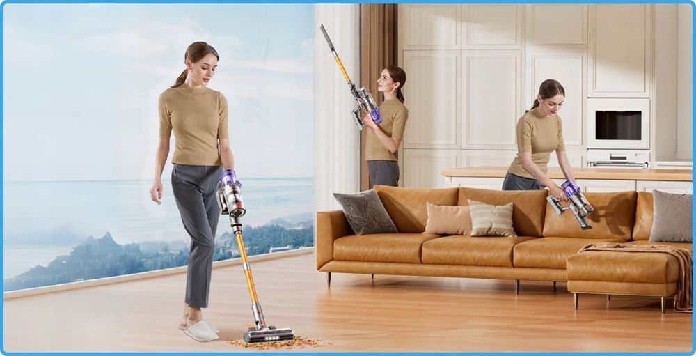 Mocny Odkurzacz Pionowy Bezprzewodowy LARESAR V7 500W 50kPa Filtr HEPA