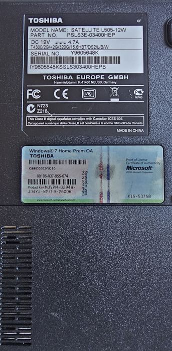 toshiba satellite l505