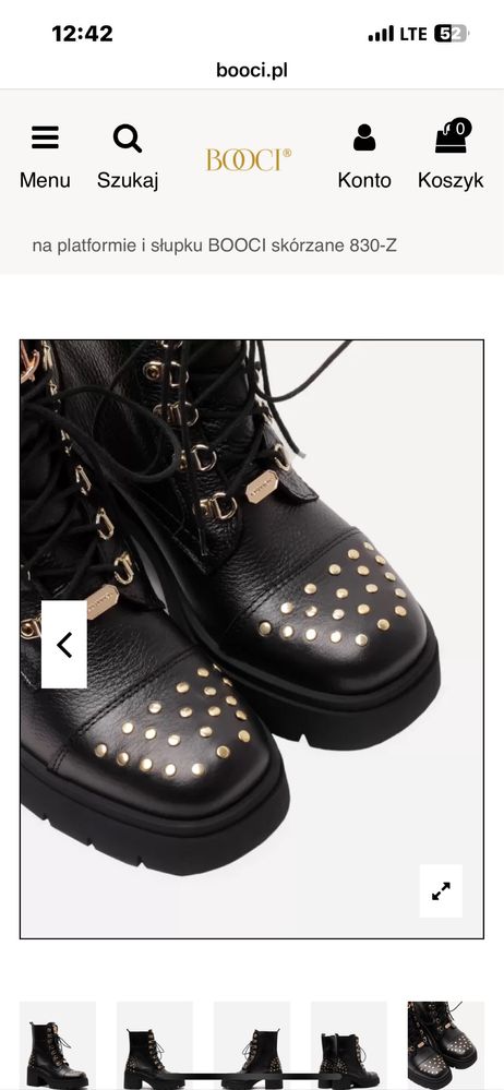 Buty Botki skórzane Bocci zlote dodatki