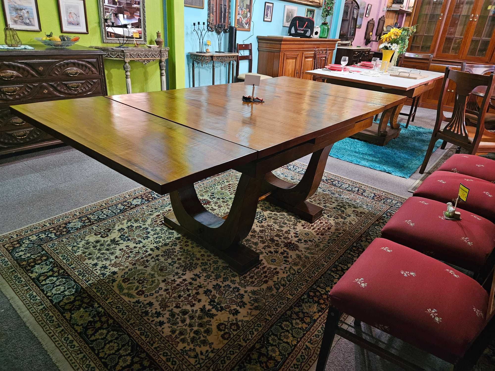 Mesa antiga estilo arte Deco totalmente restaurada - Extensível