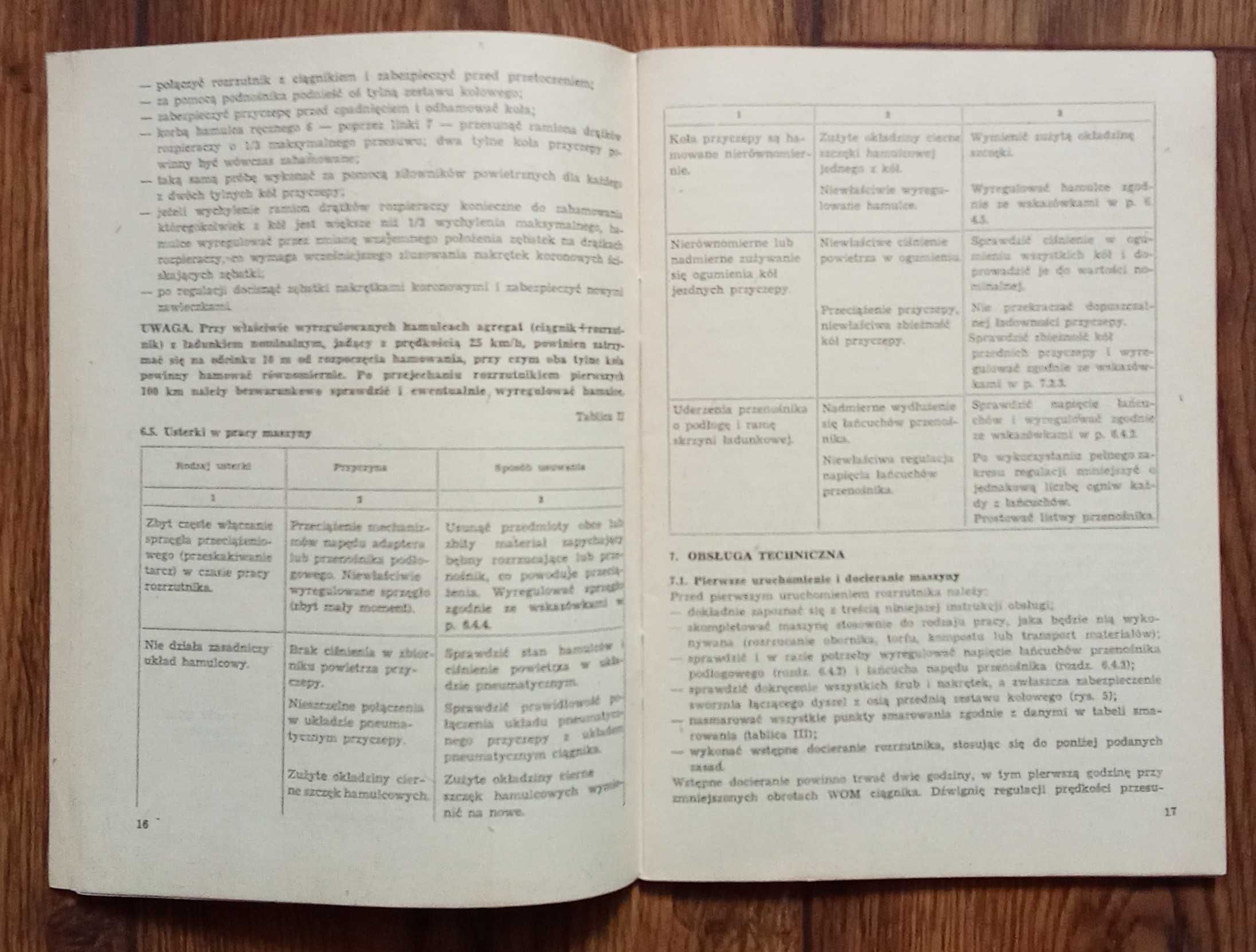 Instrukcja rozstrząsacz N-213 rozrzutnik obornika N213 katalog części