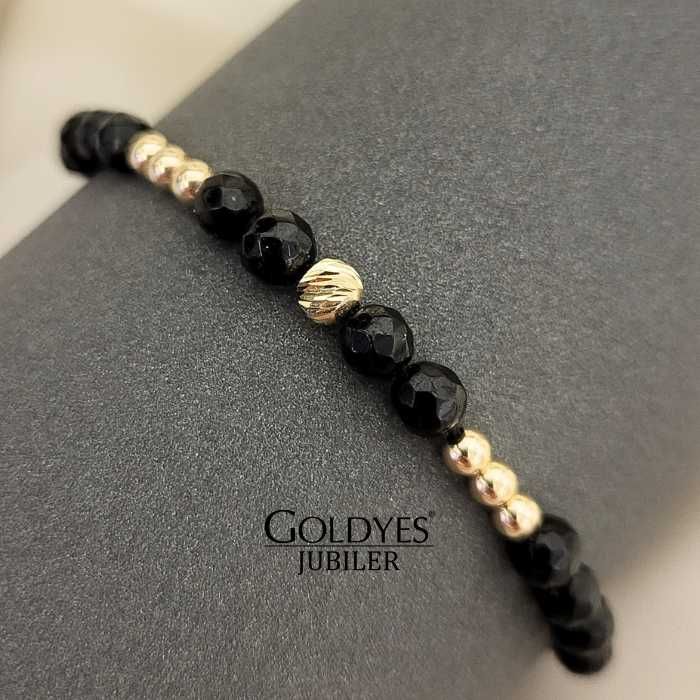 złota bransoletka na sznurku próba złota 585