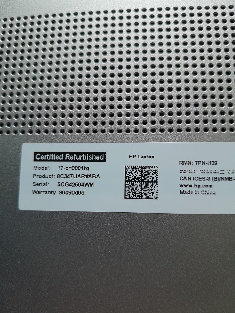 Laptop HP 17-CN0001TG N5030 17.3"