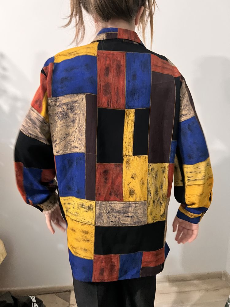Kolorowa wzorzysta koszula vintage retro z lat 80-90