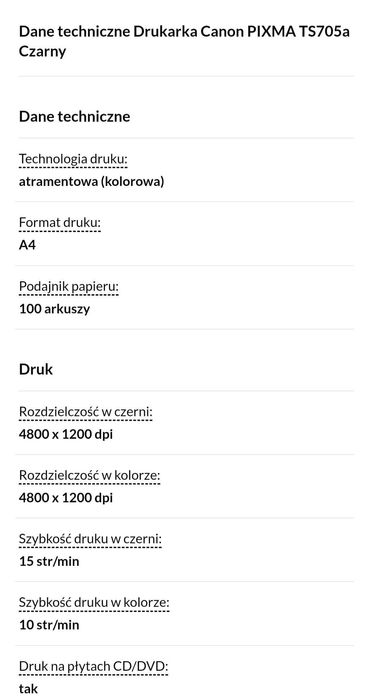 Drukarka Canon PIXMA TS705a Czarny