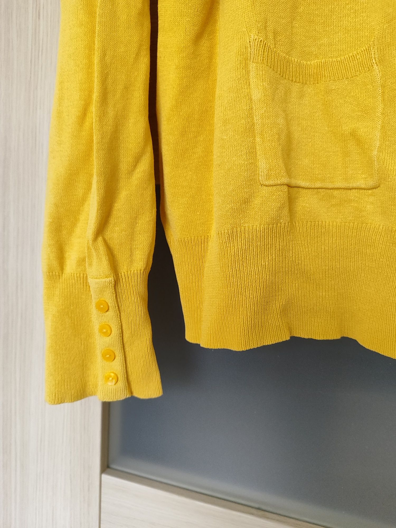 Musztardowy żółty kardigan sweter na guziki H&M rozmiar XXL 44