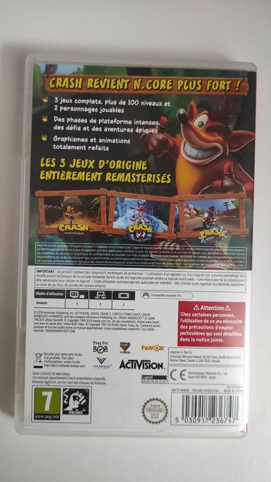 Jogos Nintendo Switch Crash Bandicoot N Sane Trilogy