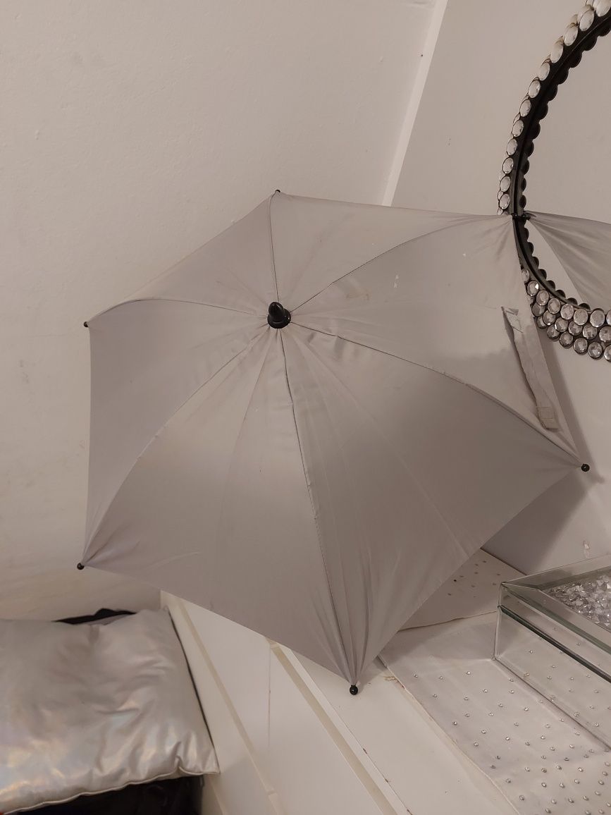 Parasolka parasoleczka z uchwytem do wózka uniwersalna siwa szara wysy
