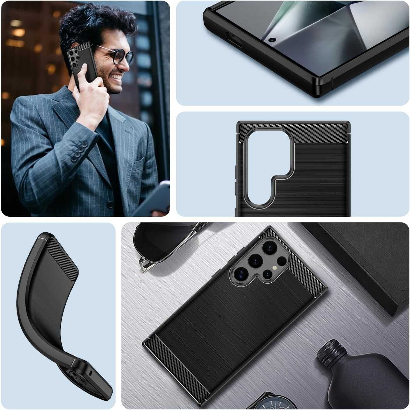 Etui Nakładka Carbon do Samsung Galaxy S24 Ultra + Szkło Hartowane