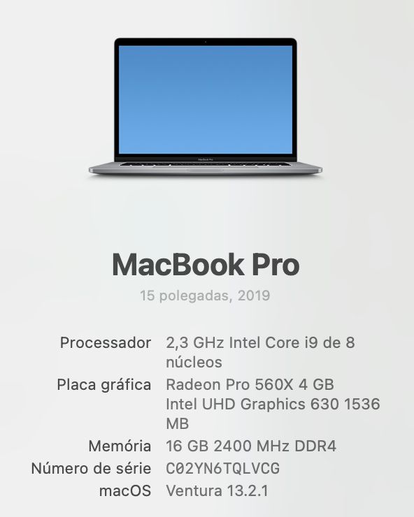 Macbook Pro 15.4” i9 / 512GB SSD (2019)