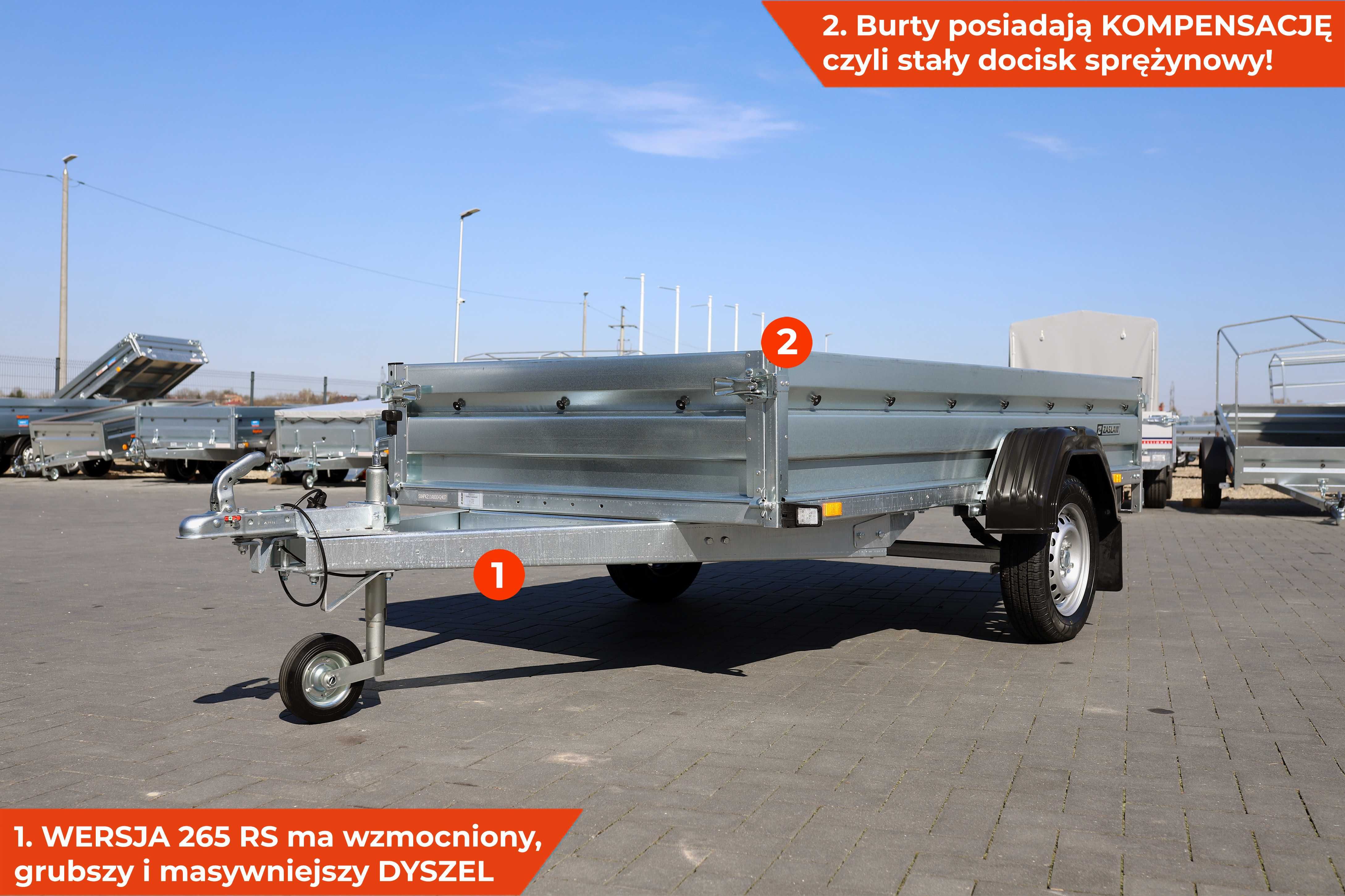 ZASŁAW 265RS 265x132x35 265 RS przyczepka samochodowa na resorach NOWA