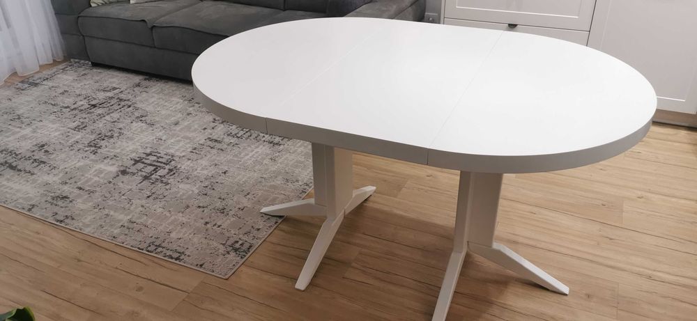 Okrągły biały stół rozkładany VEGAS Meble Pomorskie 100 cm + 3 wkładki