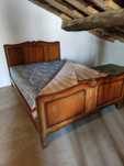 Cama de casal rústica (madeira maciça) + colchão+ estrado