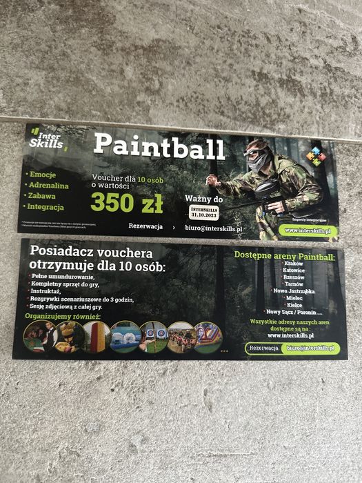 Voucher paintball Interskils wartość 350 zł