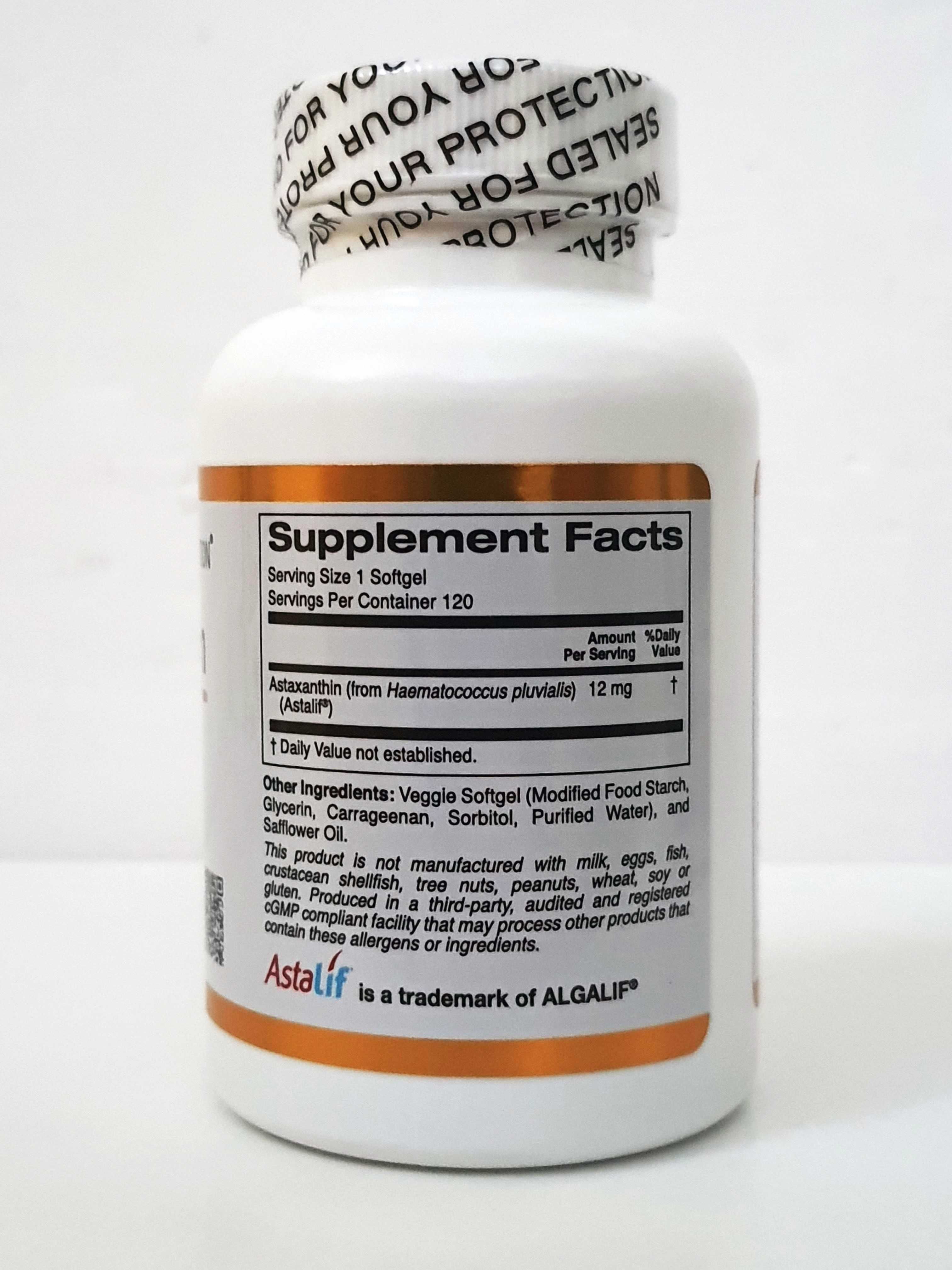 Астаксантин California Gold Nutrition AstaLif, 12 мг, 120 капсул