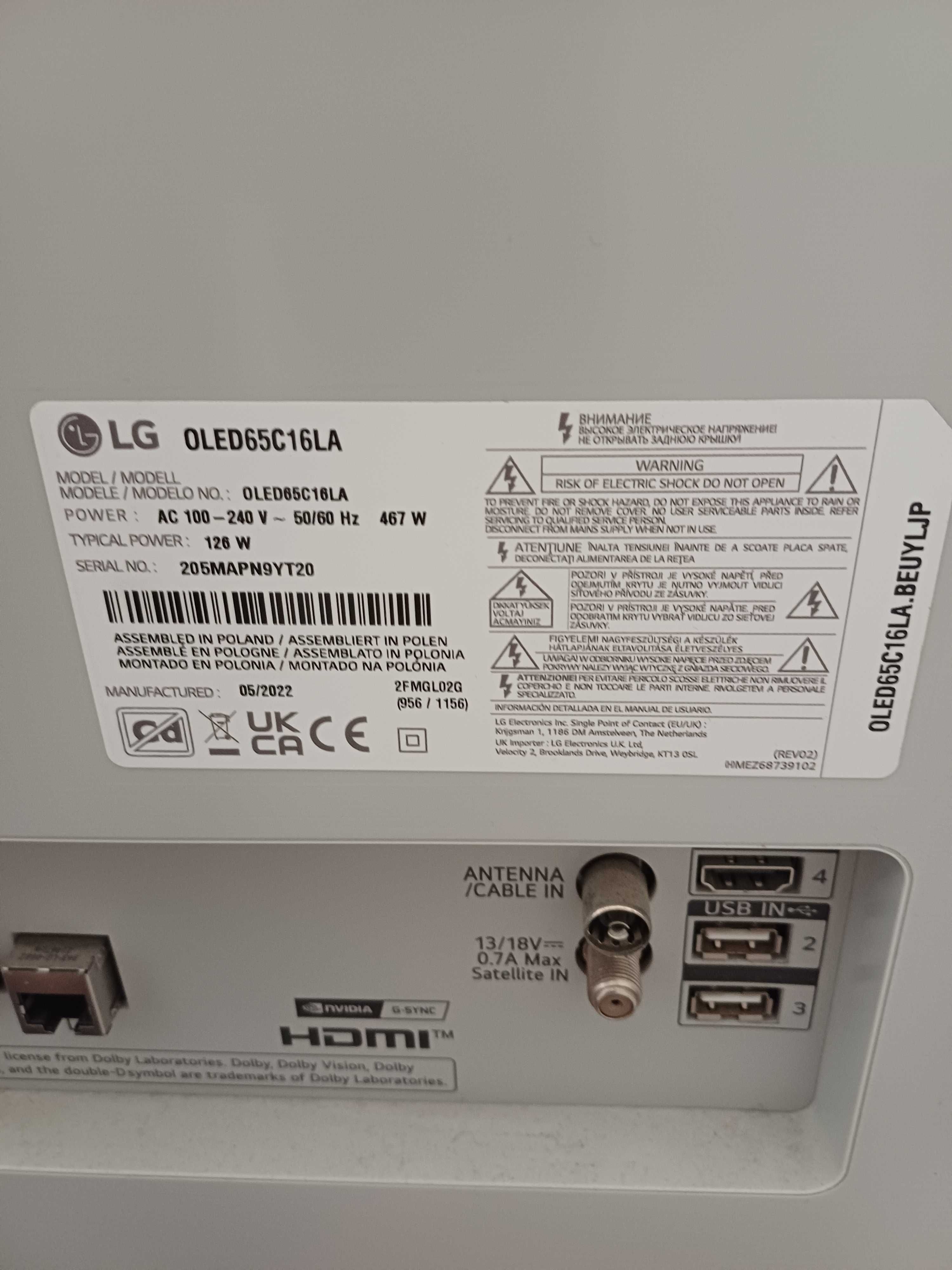 LG OLED C1 65" 4K Smart TV
