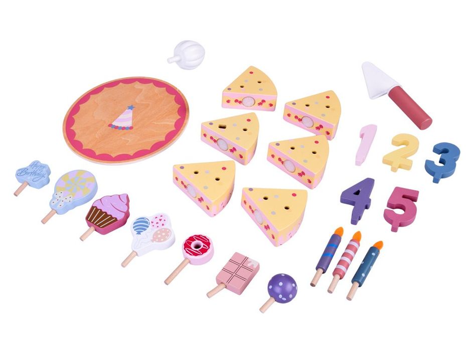 Cukierkowy Drewniany Tort Urodzinowy do Krojenia Świeczki dekoracja