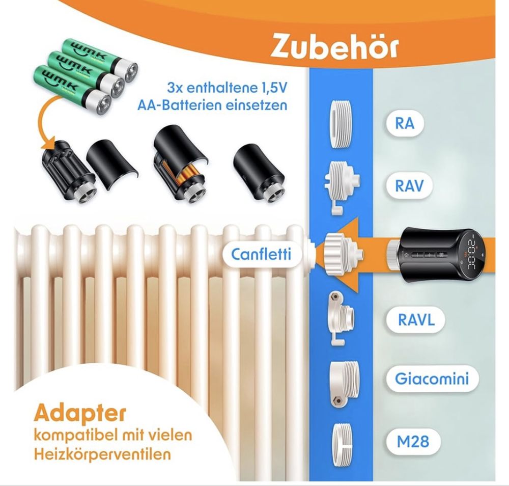 Termostat głowica grzejnikowy WiFi regulator ogrzewania KESSER