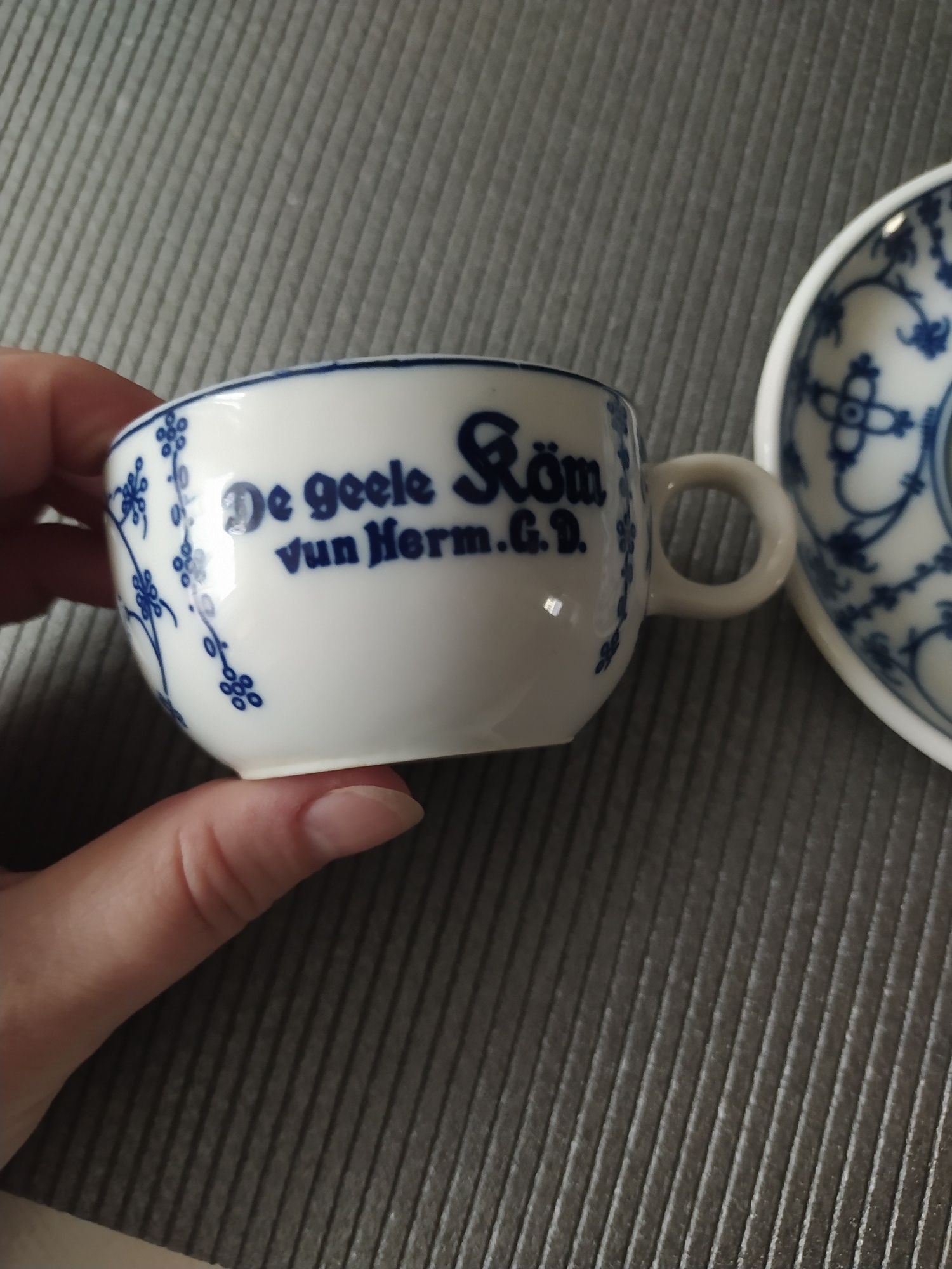 Filiżanka z podstawką MOKKA Schonwald Indisch Blau porcelana stara