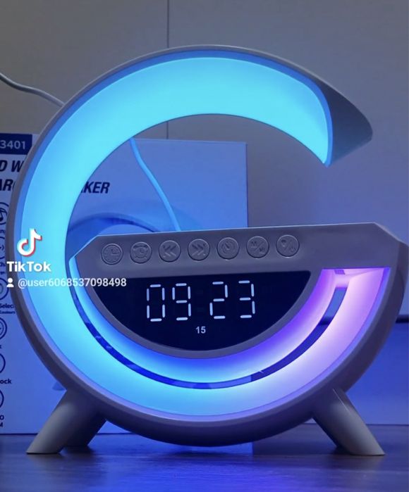 Настільна лампа-нічник 22 см. діам. Smart 3в1 бездротова зарядка