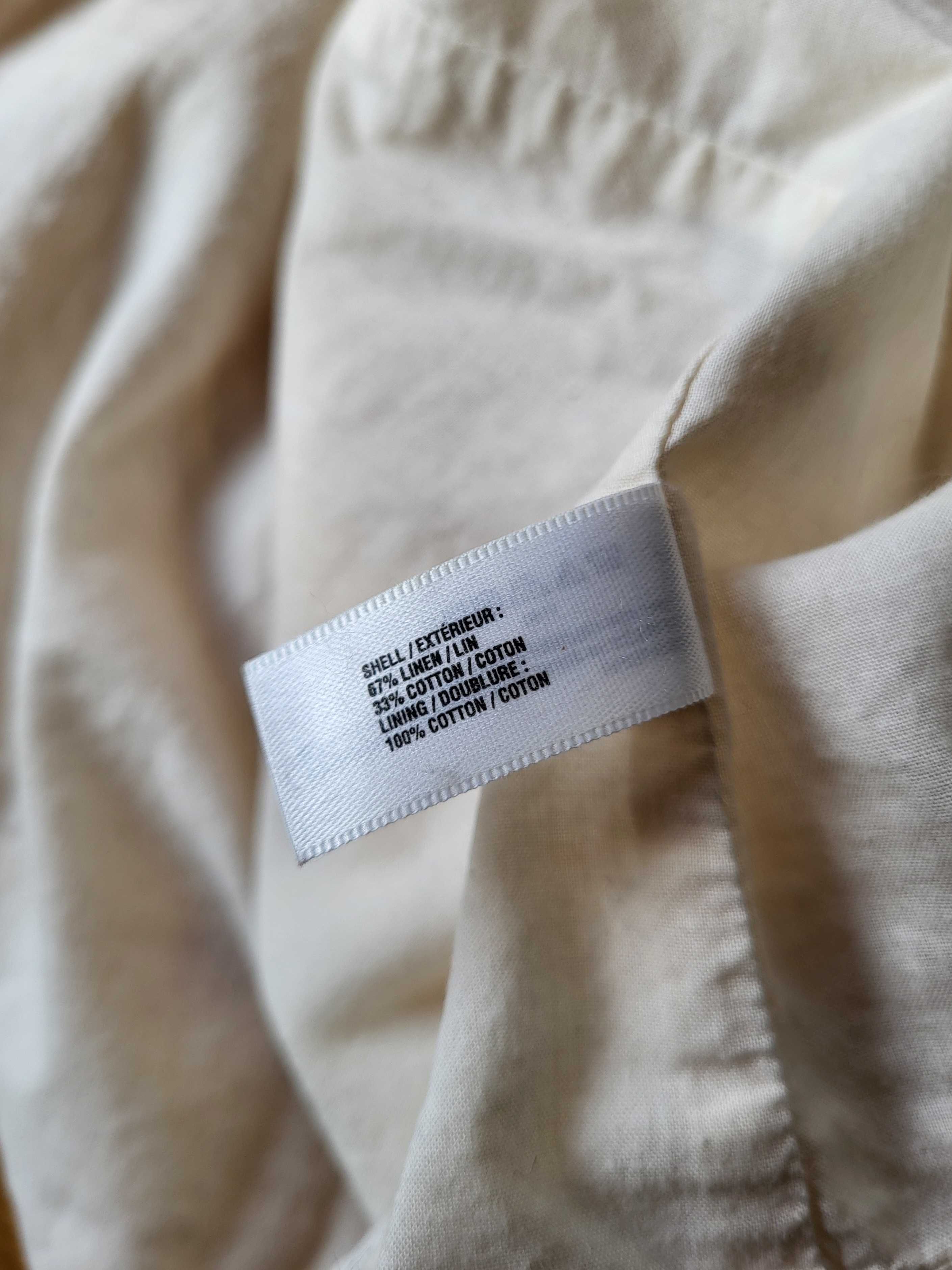 Lniana letnia sukienka przed kolano len kwiaty zwiewna M 38 L 40 GAP