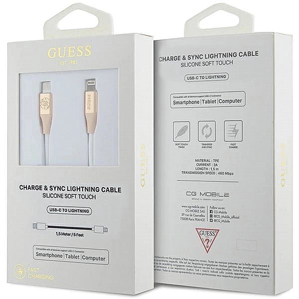 Kabel Guess Ebossed Logo USB-C / Lightning 1.5m szybkie ładowanie - zł