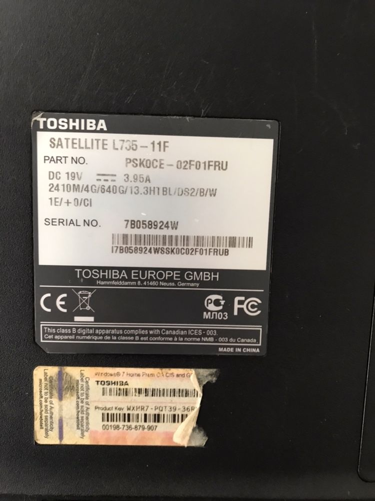 Toshiba satelite l735-11f