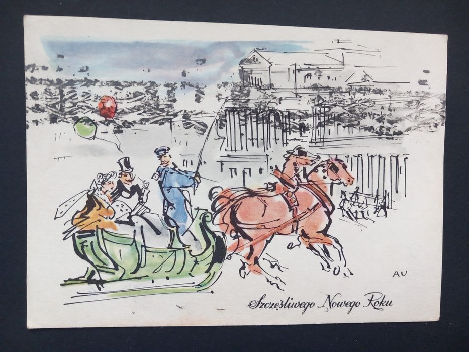 Uniechowski Antoni, kartka graficzna z motywem świątecznym.