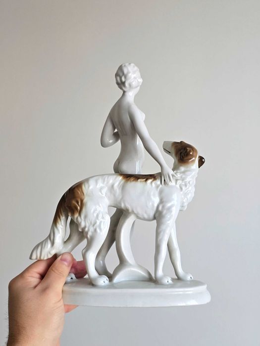 Dama z psem porcelana Gerold & CO Tettau