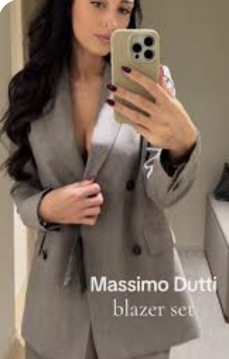 Nowa marynarka Massimo Dutti 100 % wełna norkowa chłodny beż 34 XS