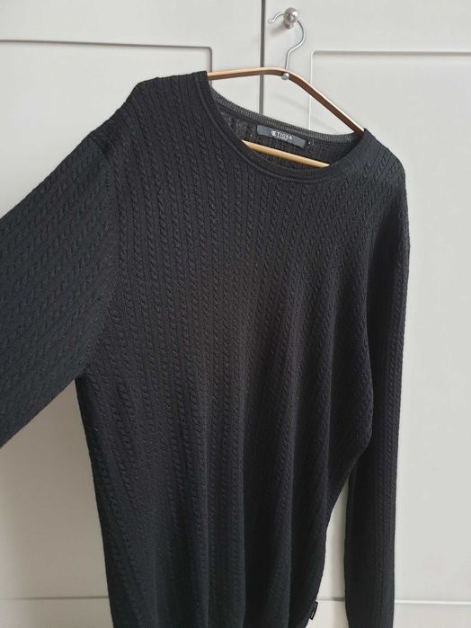 Czarny sweter męski Tiger of Sweden 100% wełna merceryzowana XL