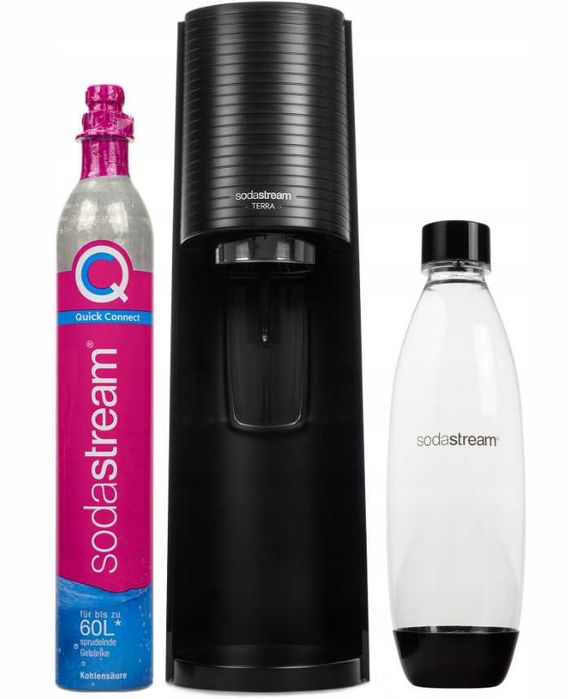Ekspres do Wody Gazowanej SodaStream Terra Czarny NABÓJ i PRÓBKI NOWY