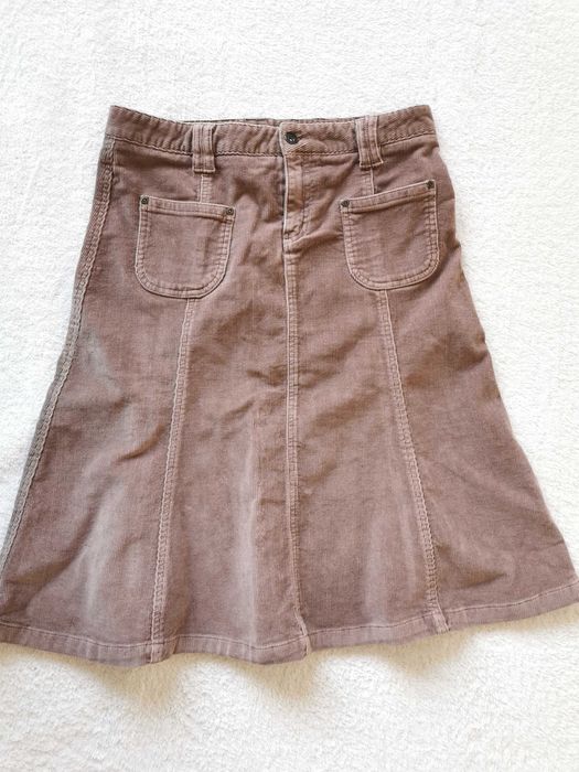 Sztruksowa trapezowa spódniczka midi bawełna