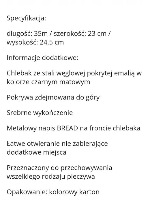 Chlebak Czarny Połysk nowy
