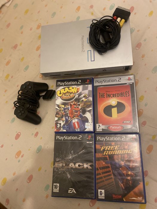 Kit completo ps2 + comando+ 4 jogos +cabo