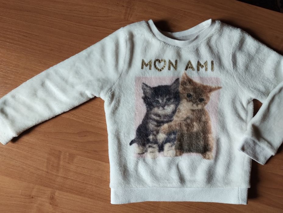 Bluza, polar kotki, h&M, rozmiar 98-104